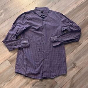 Hugo Boss‎ Blue Buttonup Casual Polo Shirt Men Large or 16 34/35 Bin M-33